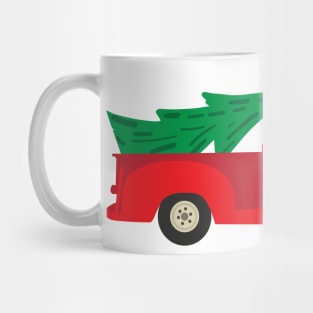 Red retro truck with Christmas Tree Mug